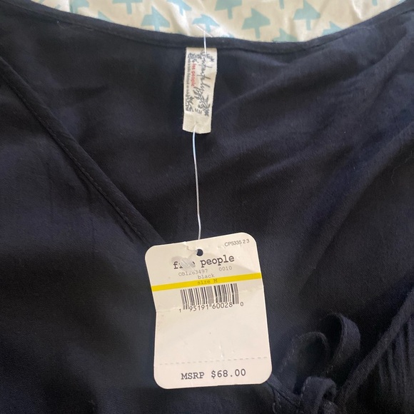 NWT .. Free People Black Tie Front Ruched Bodysuit - Picture 16 of 16